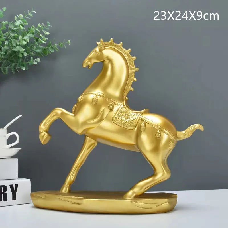 Chinese Luxury Tang Horse Statue Home Decor Accessories Resin Living Room Decor Modern Horse Sculpture Decor