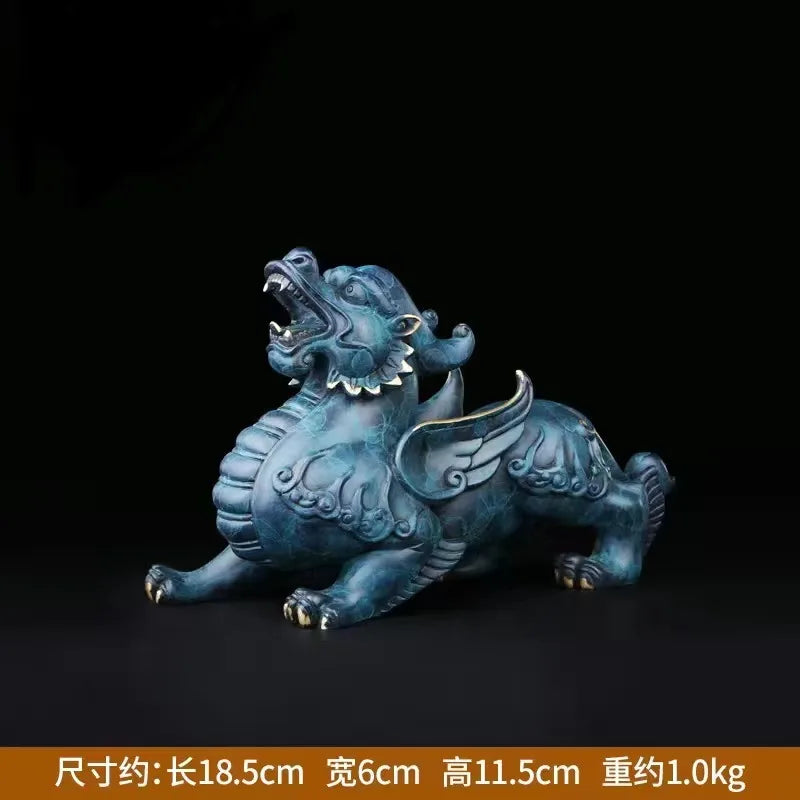 Chinese Mythical Animal Pure Copper Pi Xiu Mascot Sculpture Statue Lucky Ornaments High-end Home Decoration Accessories