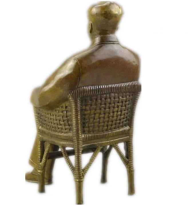 Chinese Old Bronze Handmade Carved Mao zedong Collect Statue Figure