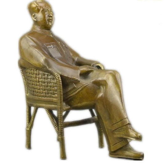Chinese Old Bronze Handmade Carved Mao zedong Collect Statue Figure