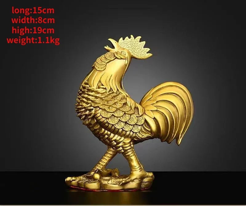 Chinese Pure Copper Animal Chicken Ornament Zodiac Rooster Home Living Room Bedroom Office Sculptures