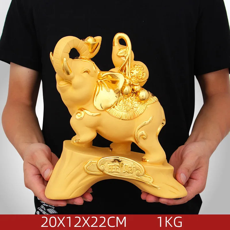 Chinese Style Elephant Animal Wine Cabinet Statue Ornaments Resin Sculpture Crafts Home Decoration Accessories Wedding Gifts