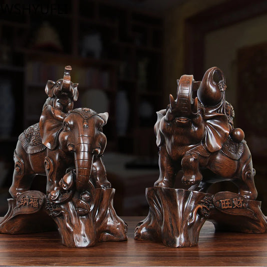 Chinese Style Elephant Animal Wine Cabinet Statue Ornaments Resin Sculpture Crafts Home Decoration Accessories Wedding Gifts