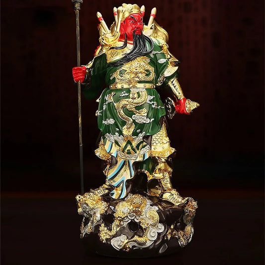 Chinese Style Guan Gong Resin Painting Buddha Statues Guan Yu Sculptures Room Home Buddhist Hall Office Living Room Decoration