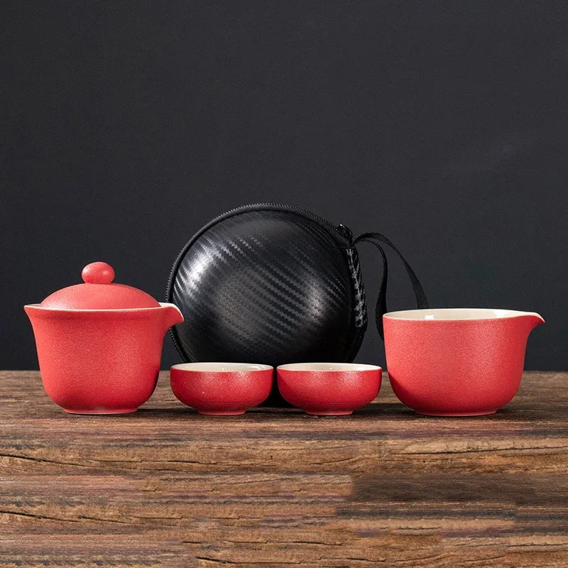 Chinese Tea Travel Set Ceramic Portable Teapot Porcelain Teaset Gaiwan Cups of Tea Ceremony Tea Tool