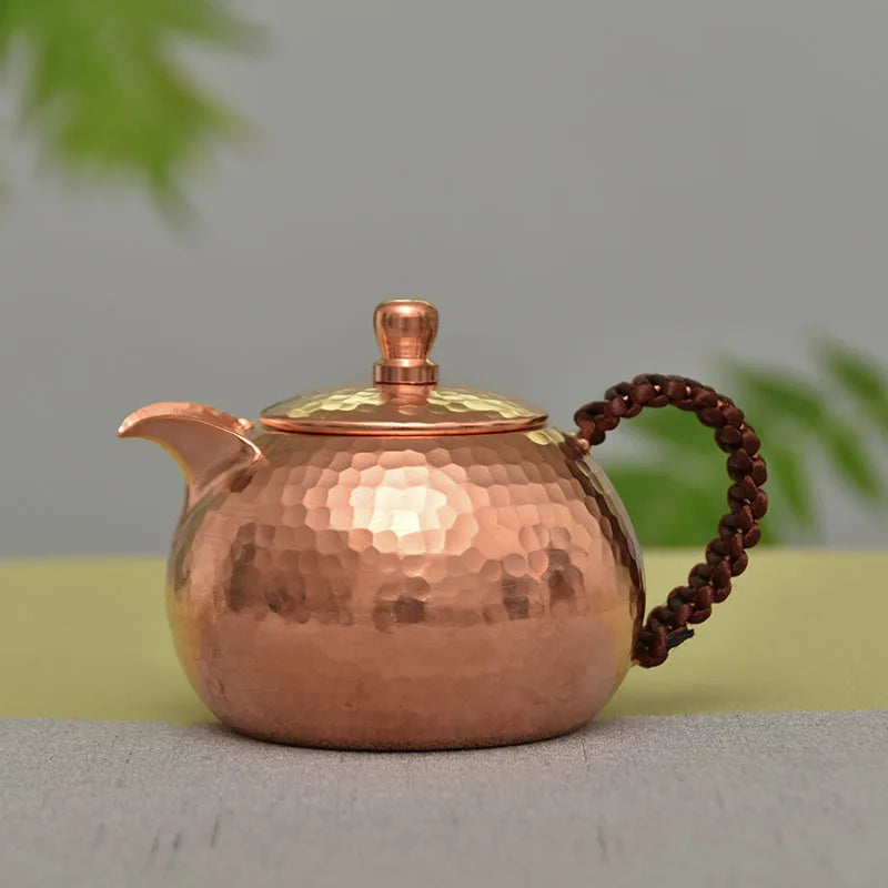 Chinese Teapot Side Handl Surface Plating Purple Copper Pots, Portable Tea Set, Metal Coffee Pots, Vintage Kung Fu Tea Set, Gift