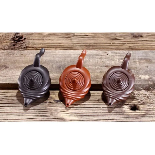 Chinese Teasets Kung Fu Teapot Modern Purple Clay Art Tea Pot Handmade Zhu Mud Snail Pot (110ml Black Red Brown Teapot)
