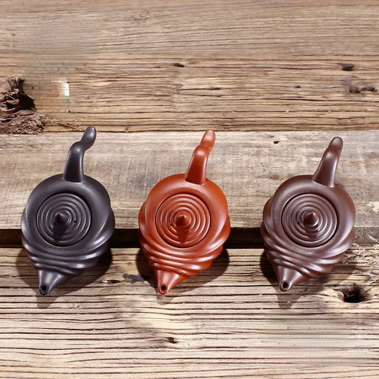 Chinese Teasets Kung Fu Teapot Modern Purple Clay Art Tea Pot Handmade Zhu mud Snail Pot (110ml Black Red Brown teapot)