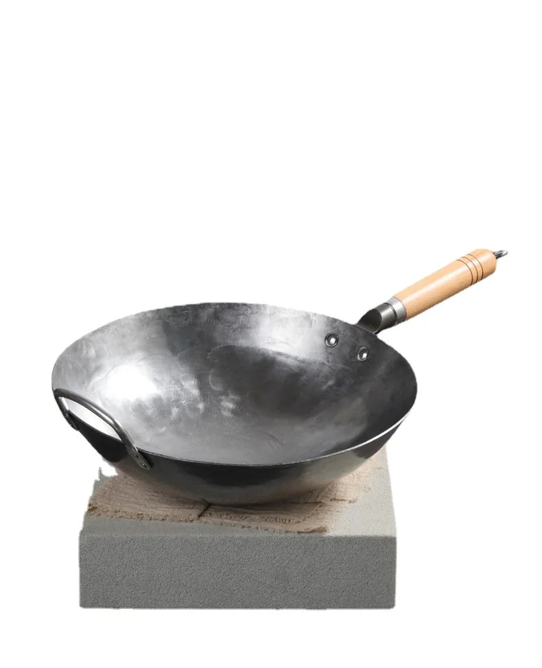 Chinese Traditional Iron Wok Handmade Hammering Large Wok Non-stick Non-coating Best Wok Wrought Iron Gas Cookware