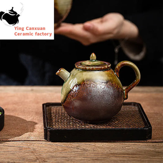 Chinese Traditional Kiln Change Ceramic Teapots Handmade Kettle Travel Portable Filter Tea Pot Household Tea Set Teaware