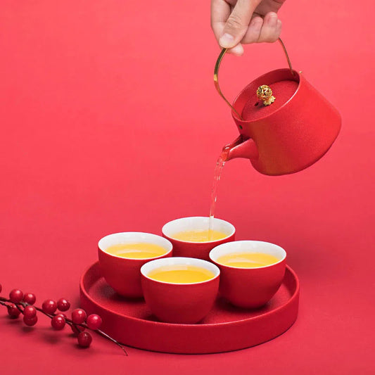 Chinese Traditional Wedding Ceramic Tea Infuser, Teapot Cup Set, Porcelain Teaware, Luxury Gift Supply