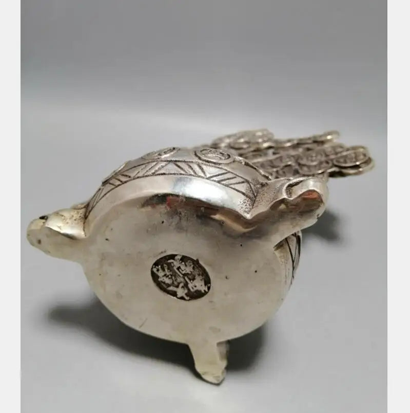 Chinese White copper cash tree wealth crafts statue