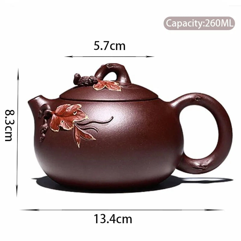 Chinese Yixing High-end Purple Clay Teapots Famous Artists Handmade Squirrel Grape Xishi Tea Pot Kettle Zisha Tea Set Collection