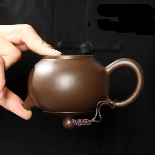 Chinese Yixing Purple Clay Teapot Traditional Ball Hole Filter Tea Infuser Beauty Stone Scoop Kettle Household Zisha Tea Set