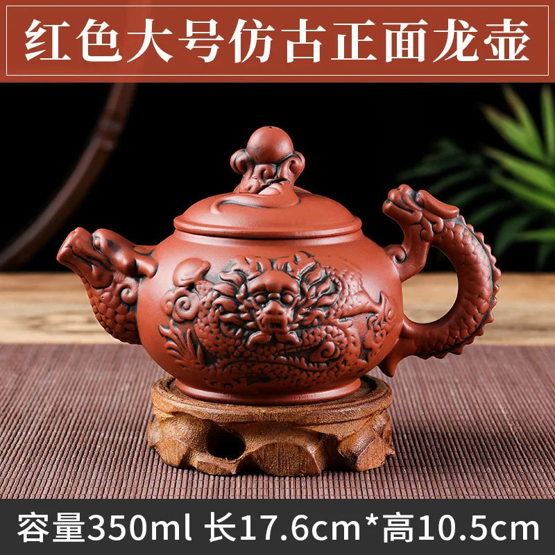 Chinese Yixing Purple Clay Teapot Traditional Dragon Tea Pot Big Capacity Handmade Retro Tea Set Kettle Creative Kung Fu Teapot