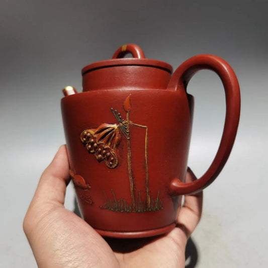 Chinese Yixing Zisha Clay Teapot Gold Painted Pot Shi Dabin 420ml