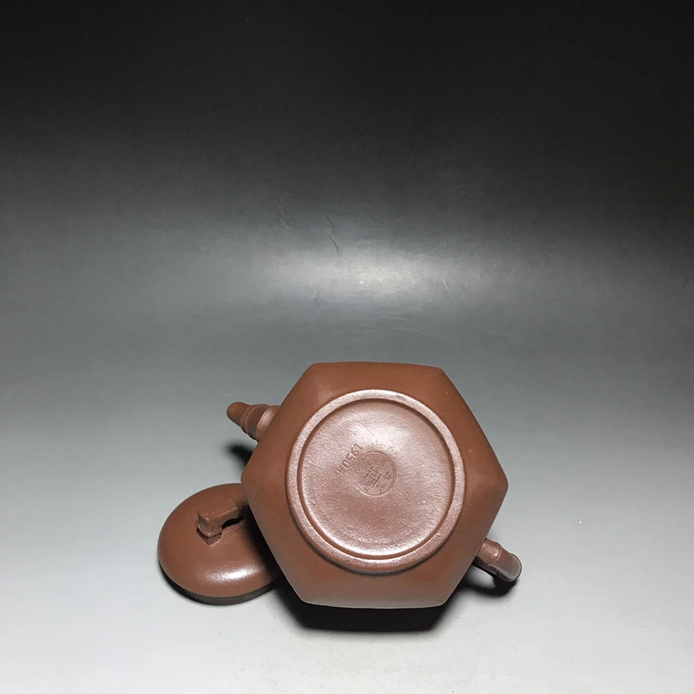 Chinese Yixing Zisha Clay Teapot Hexagonal Bamboo Rhyme Pot 400ml
