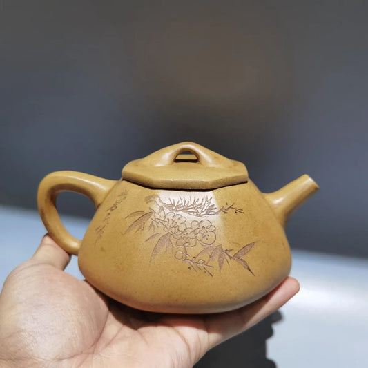Chinese Yixing Zisha Clay Teapot Hexagonal Stone Ladle Pot Fan Dasheng 380ml