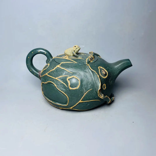 Chinese Yixing Zisha Clay Teapot Lotus Leaf Frog Pot Yan Ting 350ml