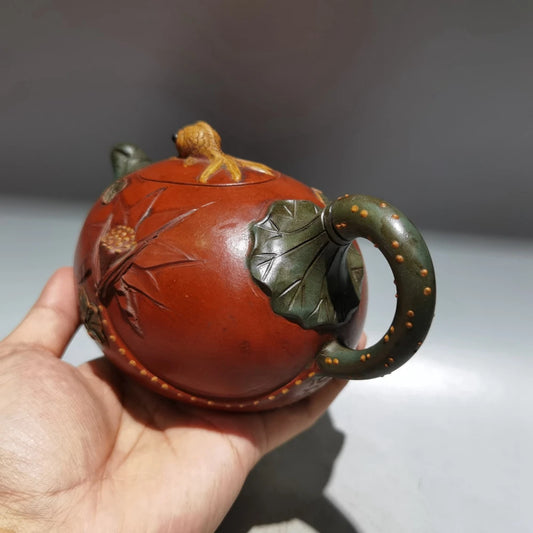 Chinese Yixing Zisha Clay Teapot Lotus fish Pot Jiang Yanting 400ml