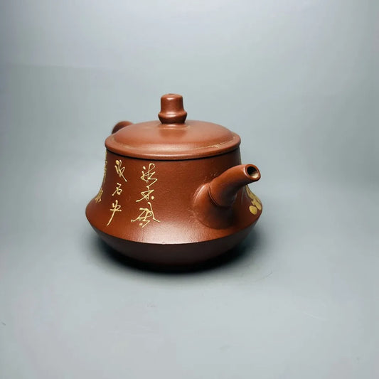 Chinese Yixing Zisha Clay Teapot Mud painted bamboo joint Pot Jinding Trademark 400ml