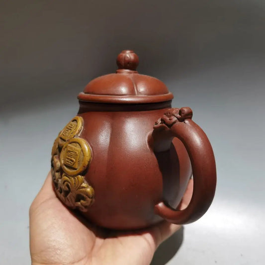 Chinese Yixing Zisha Clay Teapot Printing Plate Pot Chen Mingyuan 420ml