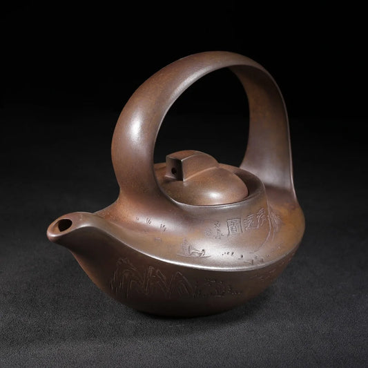 Chinese Yixing Zisha Clay Teapot Qu Hu Pot Wang Yinxian 450ml
