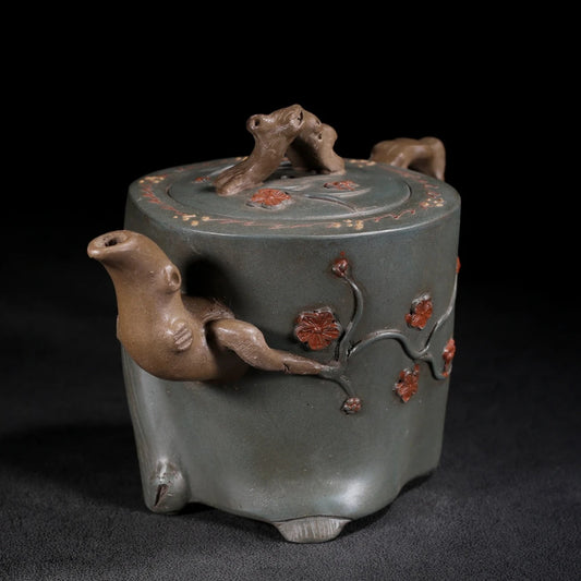 Chinese Yixing Zisha Clay Teapot Red Plum Tree Stake Pot Jiang Rong 450ml