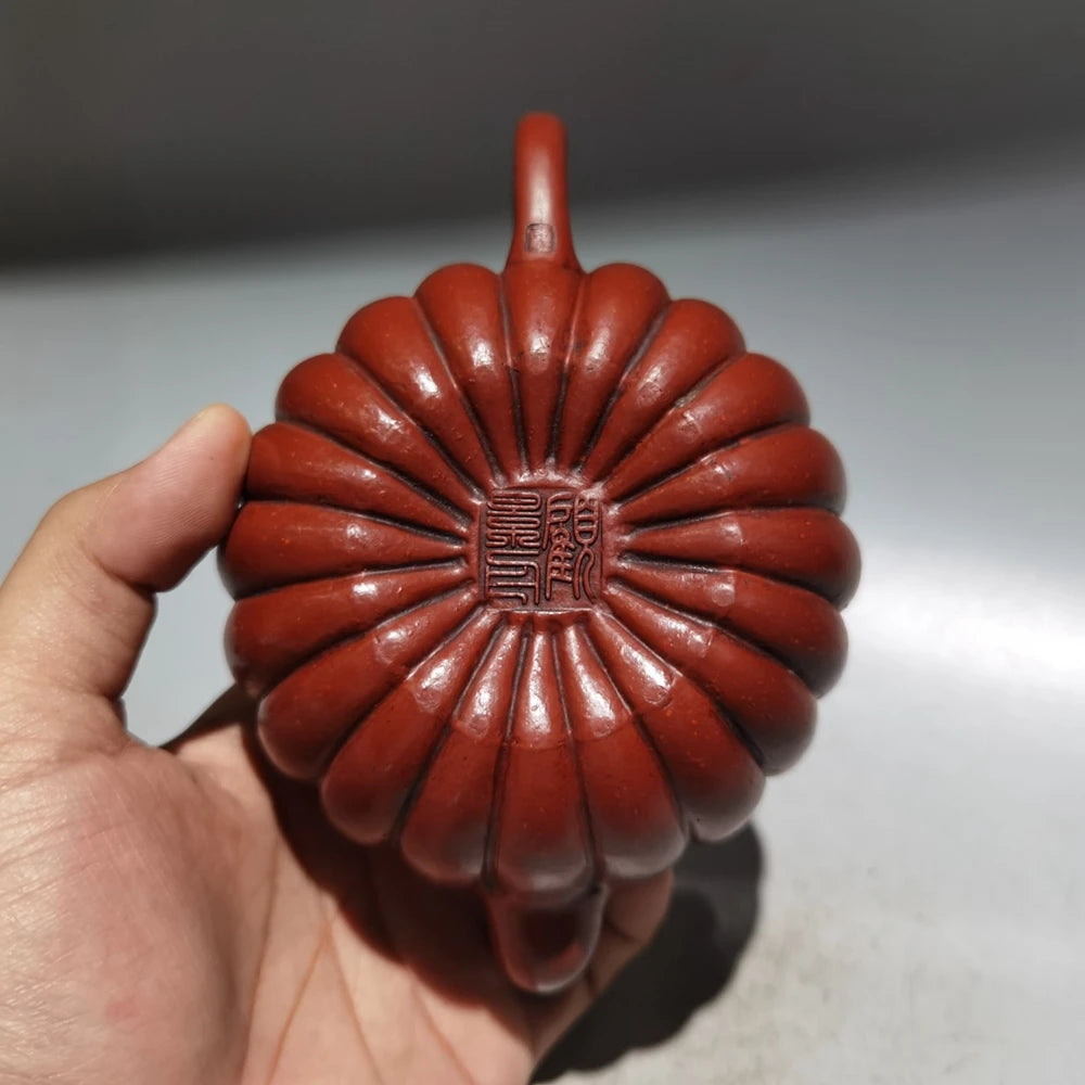 Chinese Yixing Zisha Clay Teapot Ribbed Pot Gu Jingzhou 320ml
