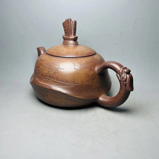 Chinese Yixing Zisha Clay Teapot Smooth sailing Pot Huang Yuping 600ml