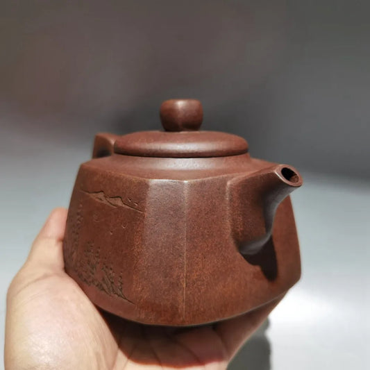 Chinese Yixing Zisha Clay Teapot Square Pot Gu Jingzhou 360ml