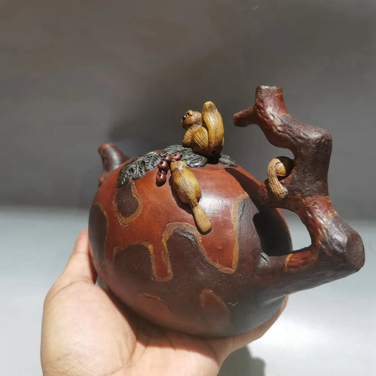 Chinese Yixing Zisha Clay Teapot Squirrel Grape Pot Jiang Rong 420ml