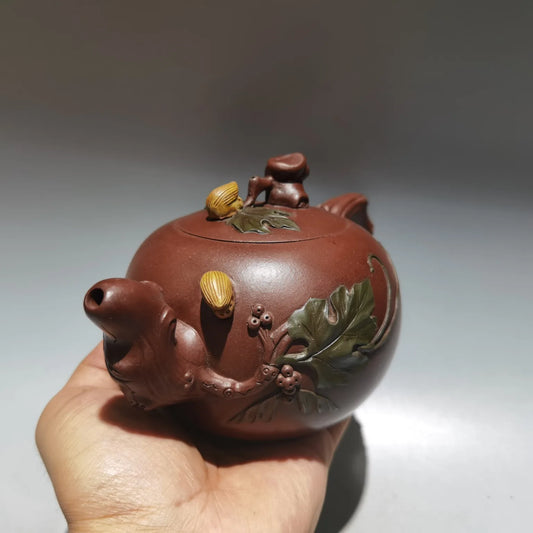 Chinese Yixing Zisha Clay Teapot Squirrel Grape pot Wang Yinxian 400ml