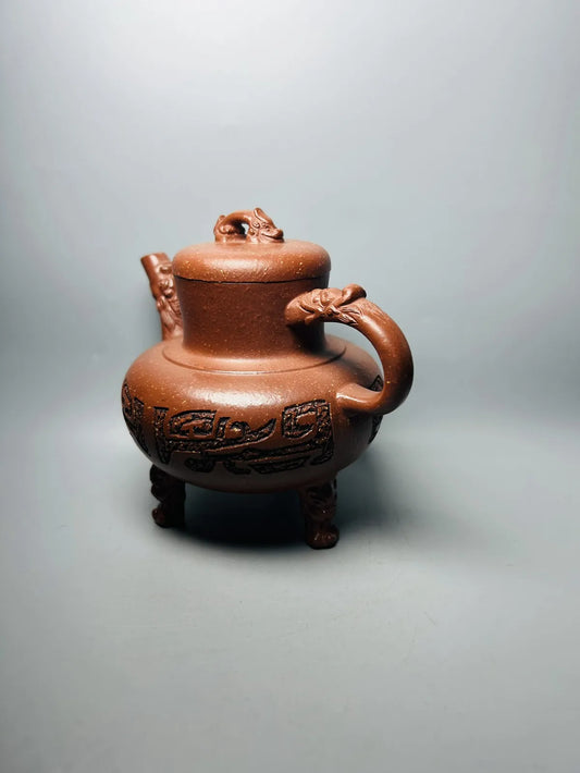 Chinese Yixing Zisha Clay Teapot Three legged Dragon Pot Gu Jianjun 360ml