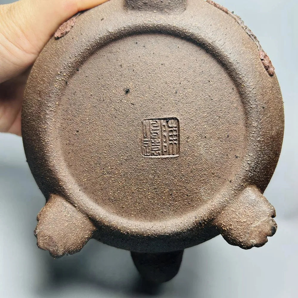 Chinese Yixing Zisha Clay Teapot Three legged lifting beam plum blossom Pot Chen Mingyuan 500ml
