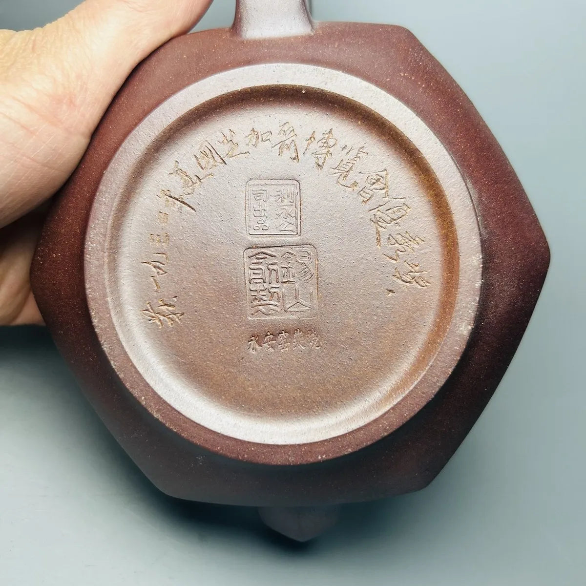 Chinese Yixing Zisha Clay Teapot Yong'an Kiln Firewood Burning Hexagonal Pot Yu Xishan 380ml