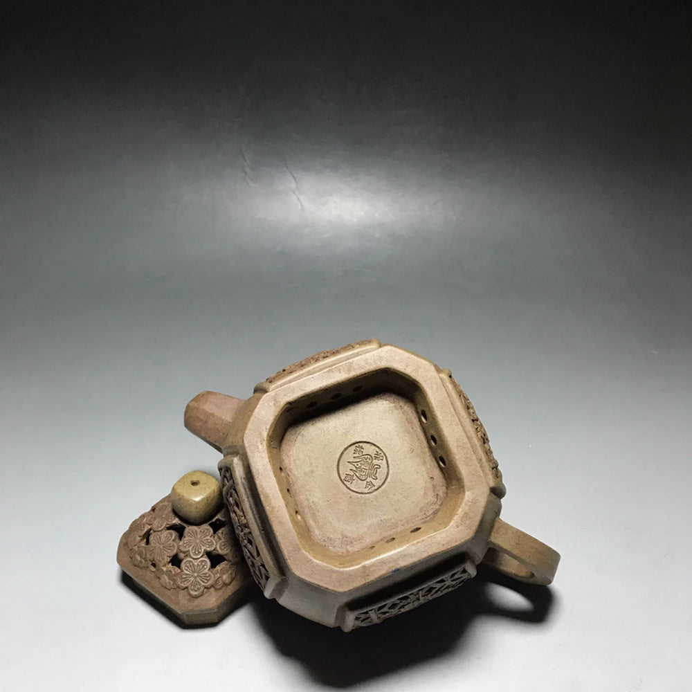 Chinese Yixing Zisha Clay Teapot hollow plum blossom Pot Jinding trademark 500ml
