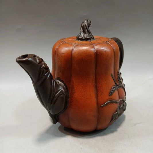 Chinese Yixing Zisha Clay Teapot pumpkin Adnexal leaf Pot Jiang Rong 480ml