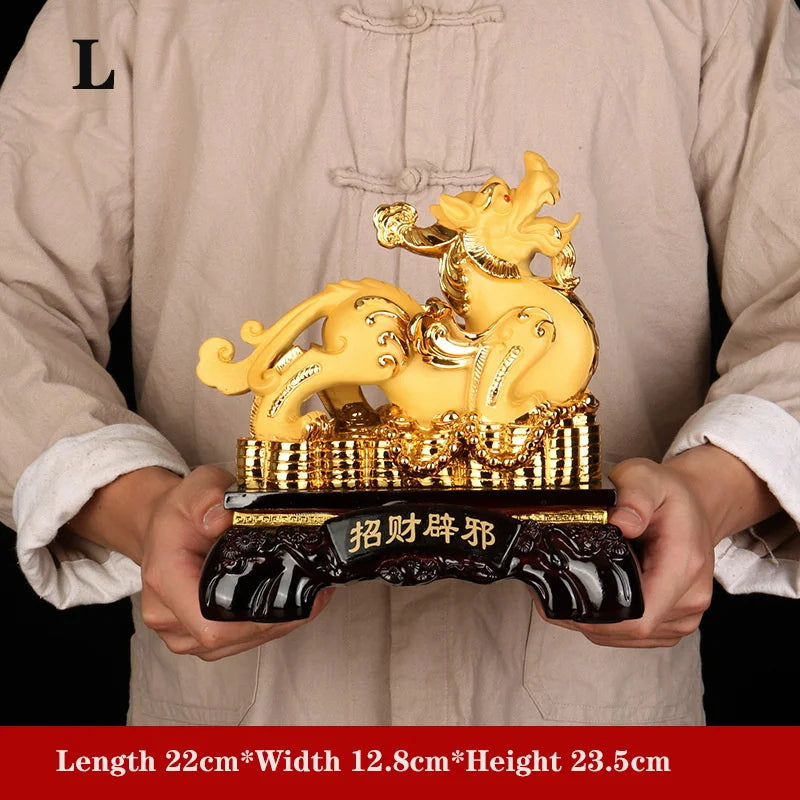 Chinese auspicious animal resin statue,Modern art sculpture High-end home feng shui decoration Lucky brave troops Gift Statue