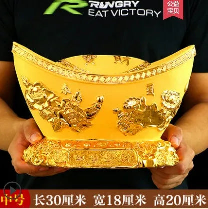 Chinese folk feng shui gold ingots home decoration crafts good luck statue Office Hotel Decoration