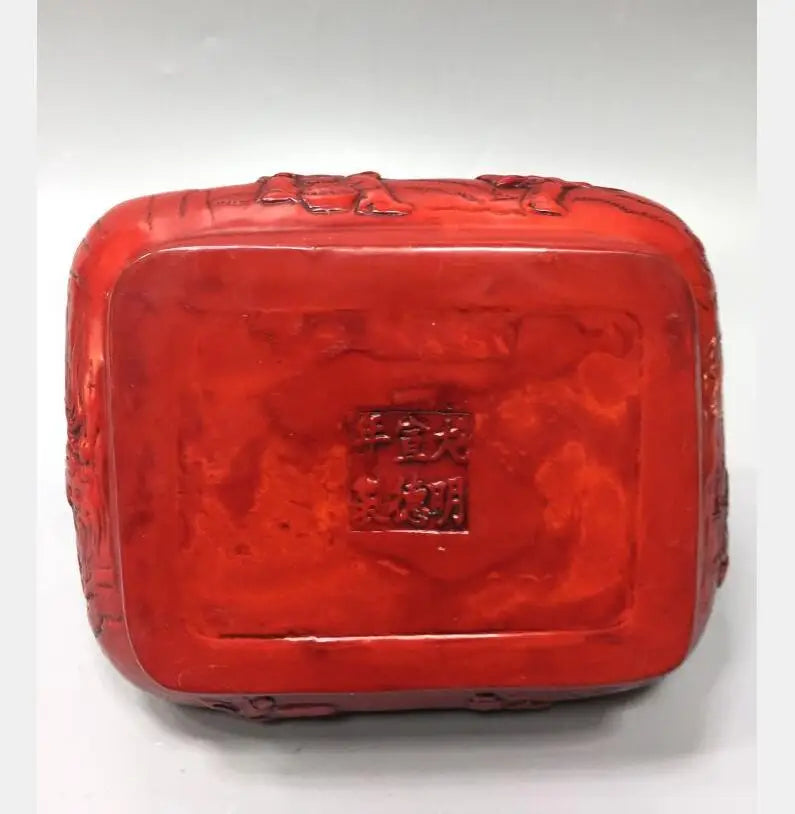 Chinese imitation red coral Two fairy Incense burner crafts statue