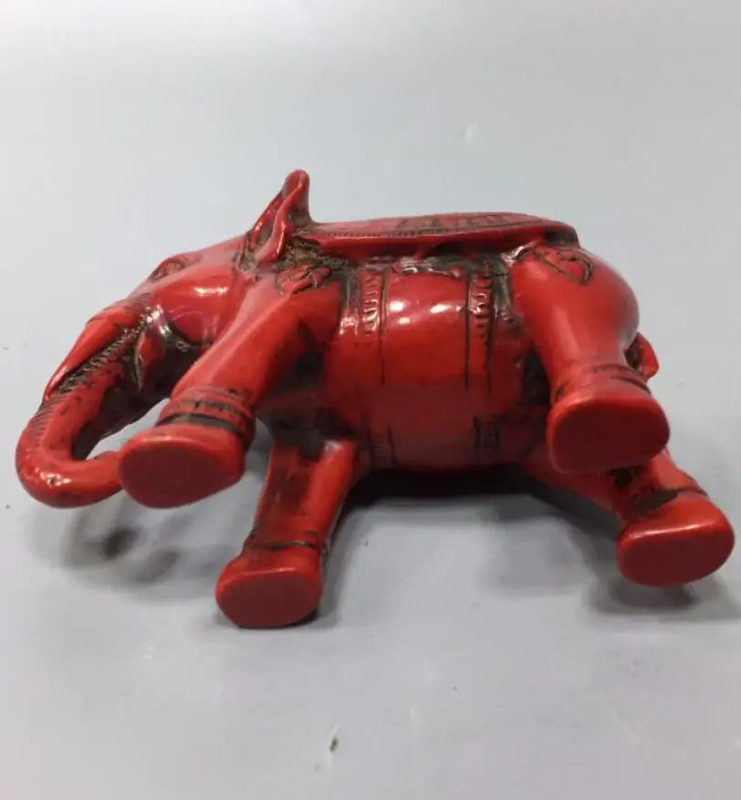 Chinese imitation red coral elephant snuff bottle crafts statue
