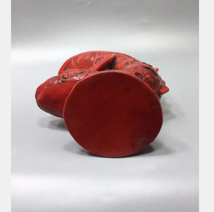 Chinese imitation red coral sheep head wine cup crafts statue