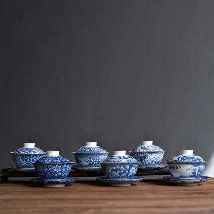 чай Chinese jingdezhen Kung Fu Tea set blue and white gaiwan teapot teacups tea sets porcelain teaware Drinkware