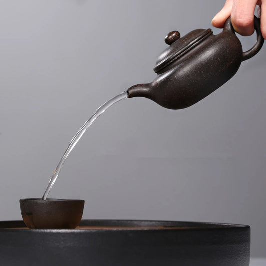 Chinese real yixing zisha black galaxy clay tea pot 180cc antique style pot of tea marked master teapot ball shaped infuse holes