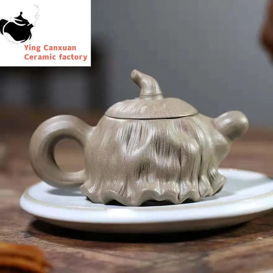 Chinese teapot Yixing handmade purple sand teapot, original ore section mud lotus teapot, Kungfu teapot collection, gift tea set