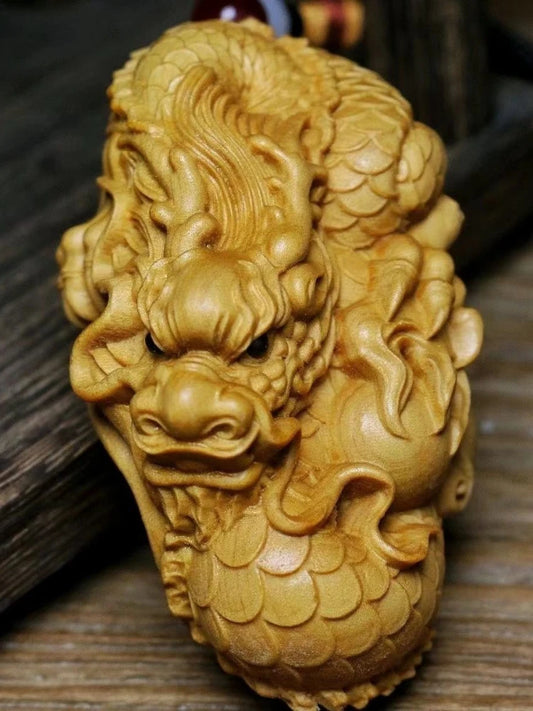 Cliff Cypress Wood Carving Fairy Dragon Design Sculpture Hand Piece of Handicraft Pieces Wooden Figurines Statues for Decoration
