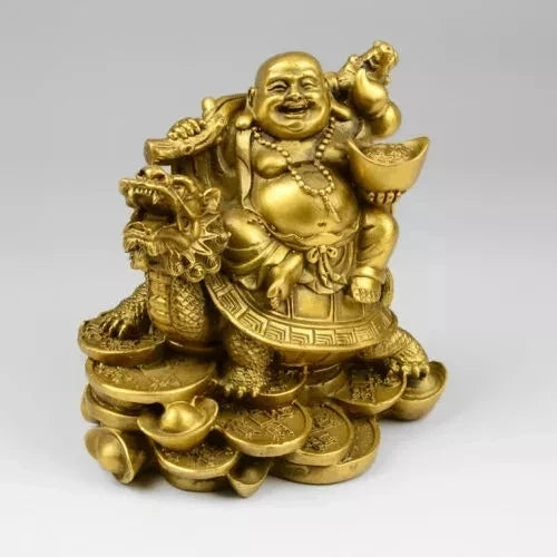 Collect Chinese Buddhism Red Bronze Laughing Maitreya Buddha Statue