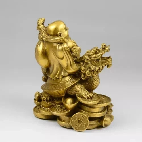 Collect Chinese Buddhism Red Bronze Laughing Maitreya Buddha Statue