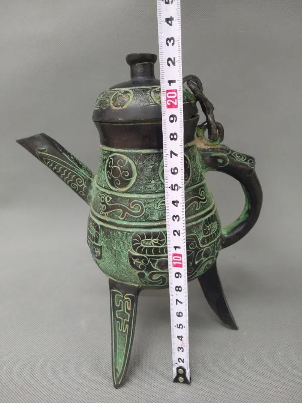 Collectible antique decorated old handwork Bronze teapot Crafts